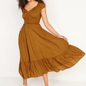 Old Navy mustard cinched waist maxi dress